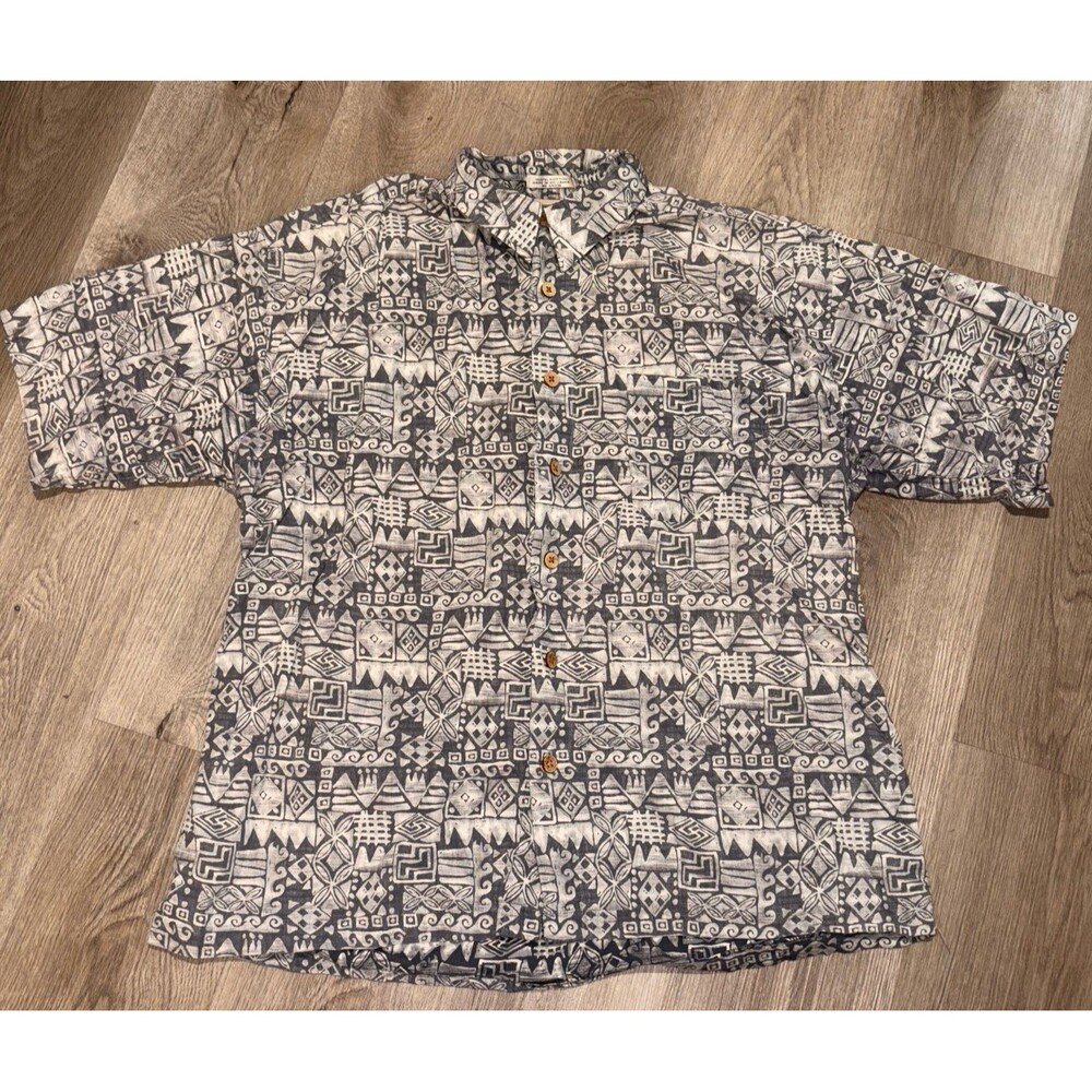 GOTCHA SPORT Men's XXL Vintage Button Up All Over Print Shirt Beach Waves Hawaii